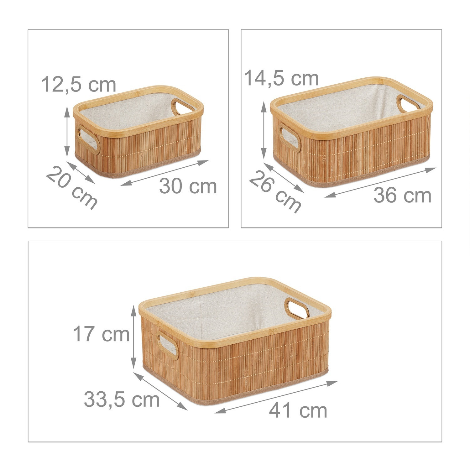 Bamboe opbergmanden set van 3