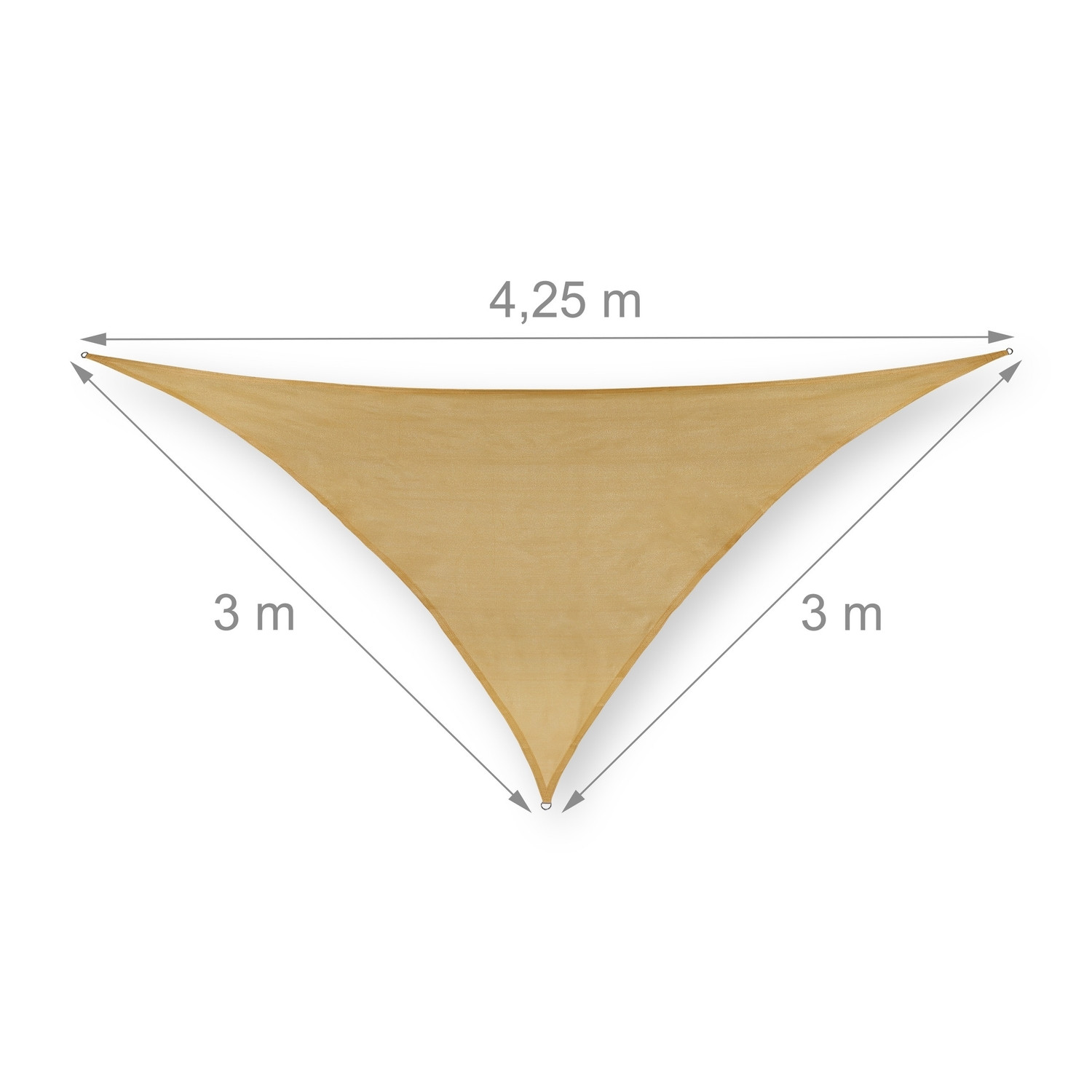 Triangular sand-colored polyethylene sun sail