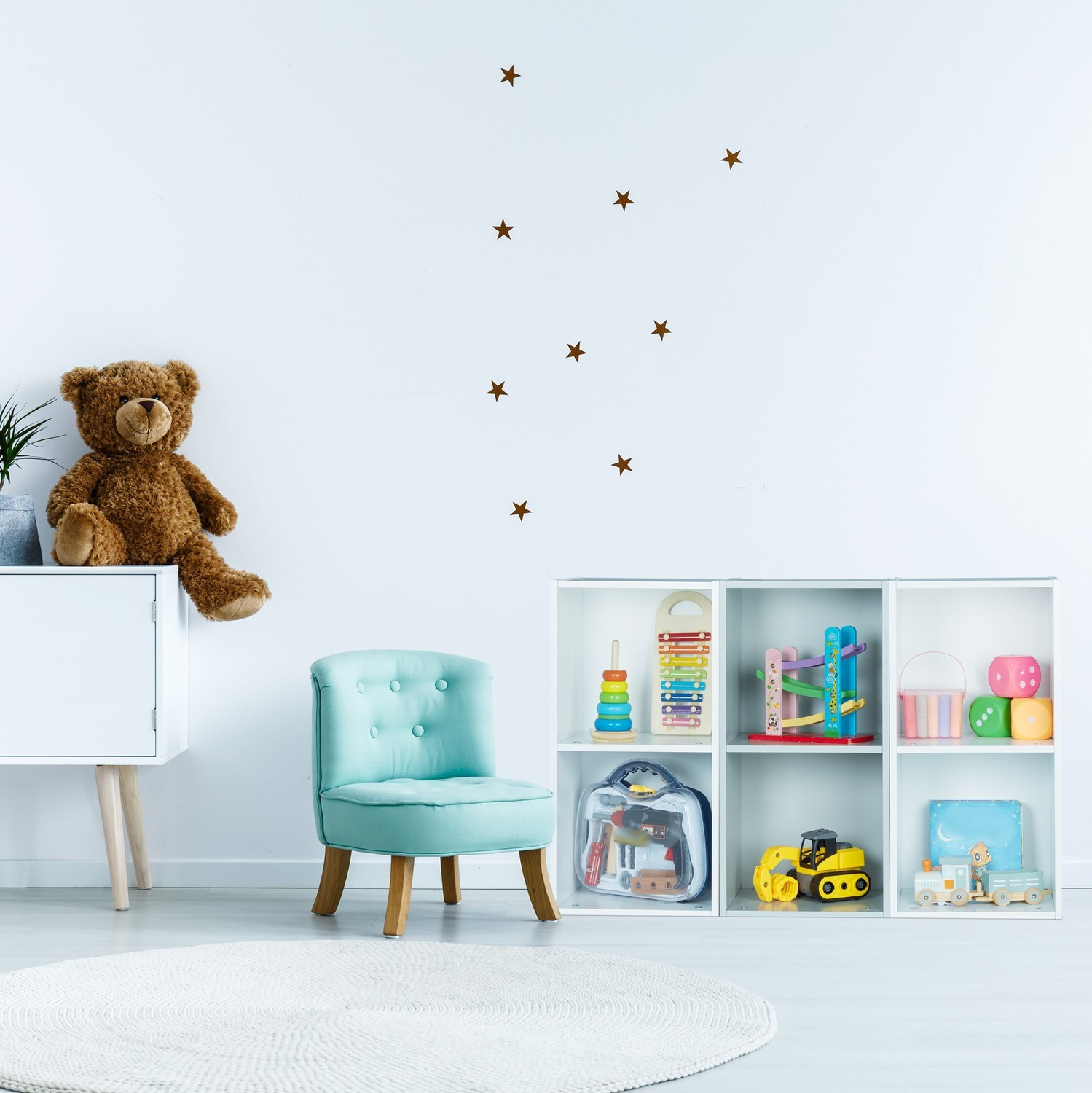 Prateleira para quarto infantil com 6 compartimentos