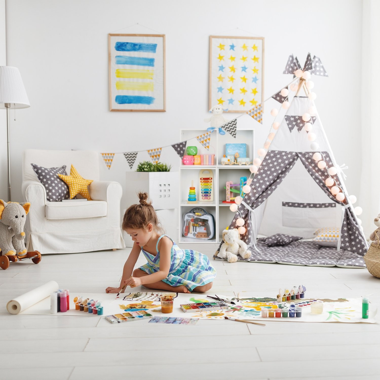 Prateleira para quarto infantil com 6 compartimentos