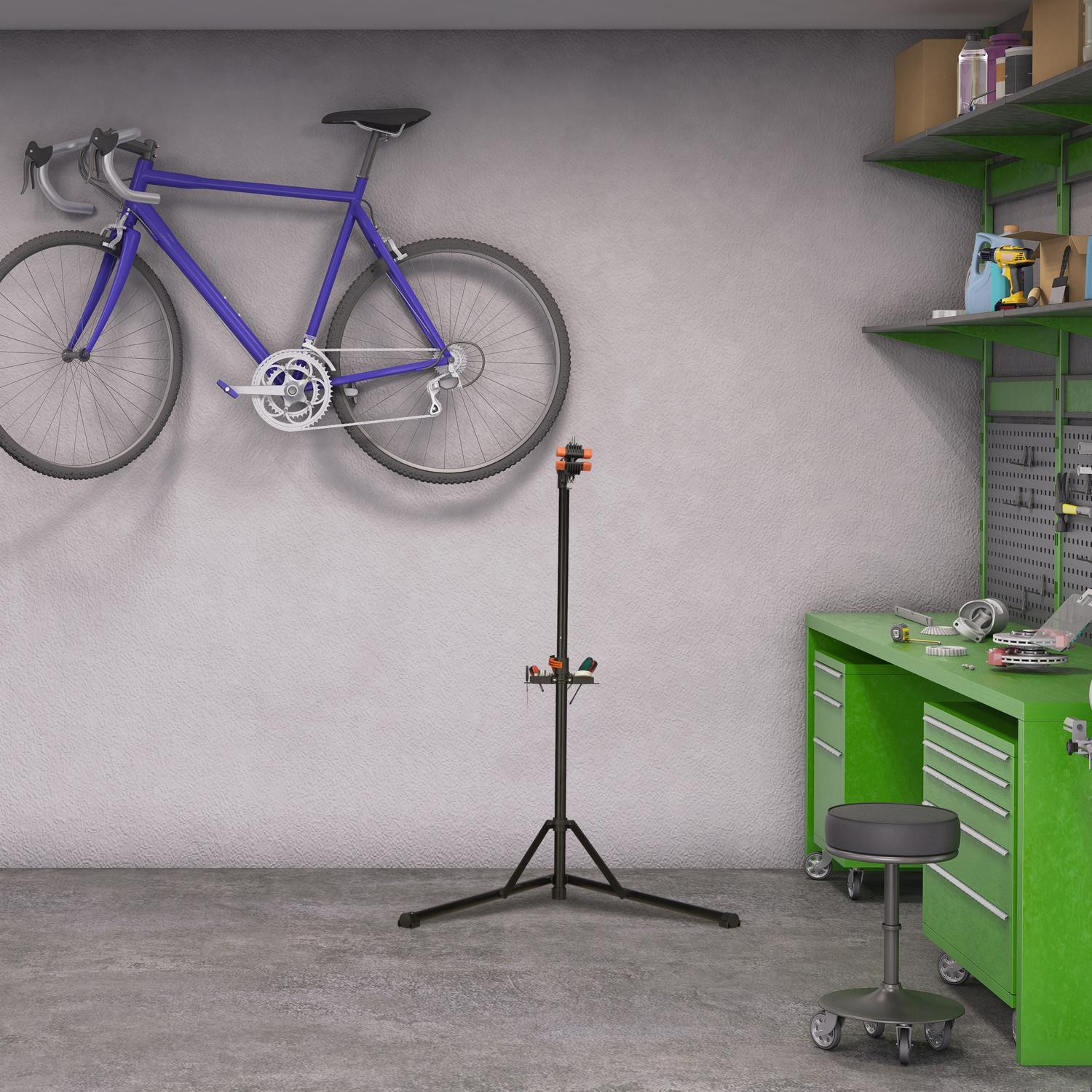 Bicycle mounting stand with handlebar holder