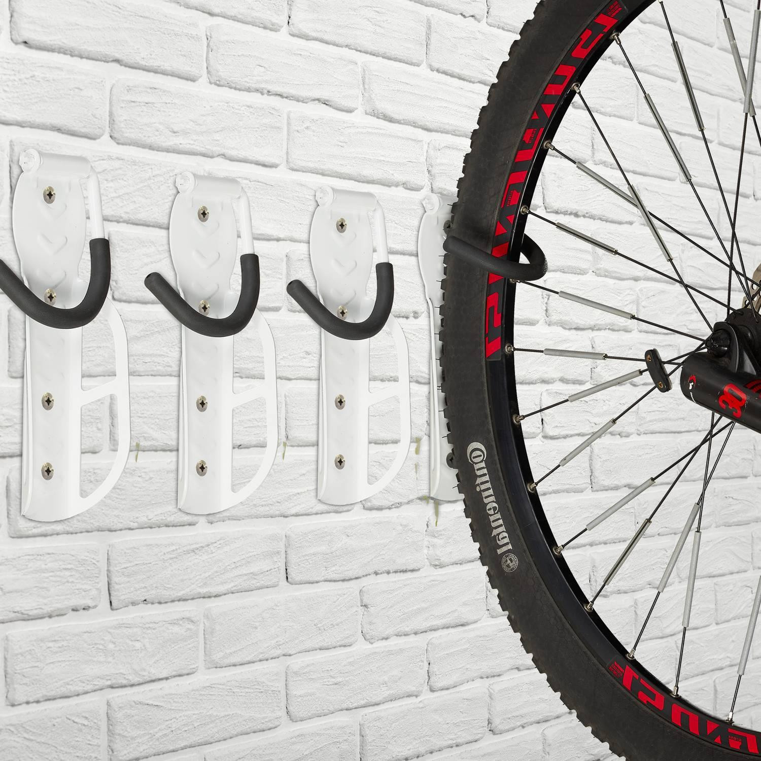 Witte fietshouder wandset van 4