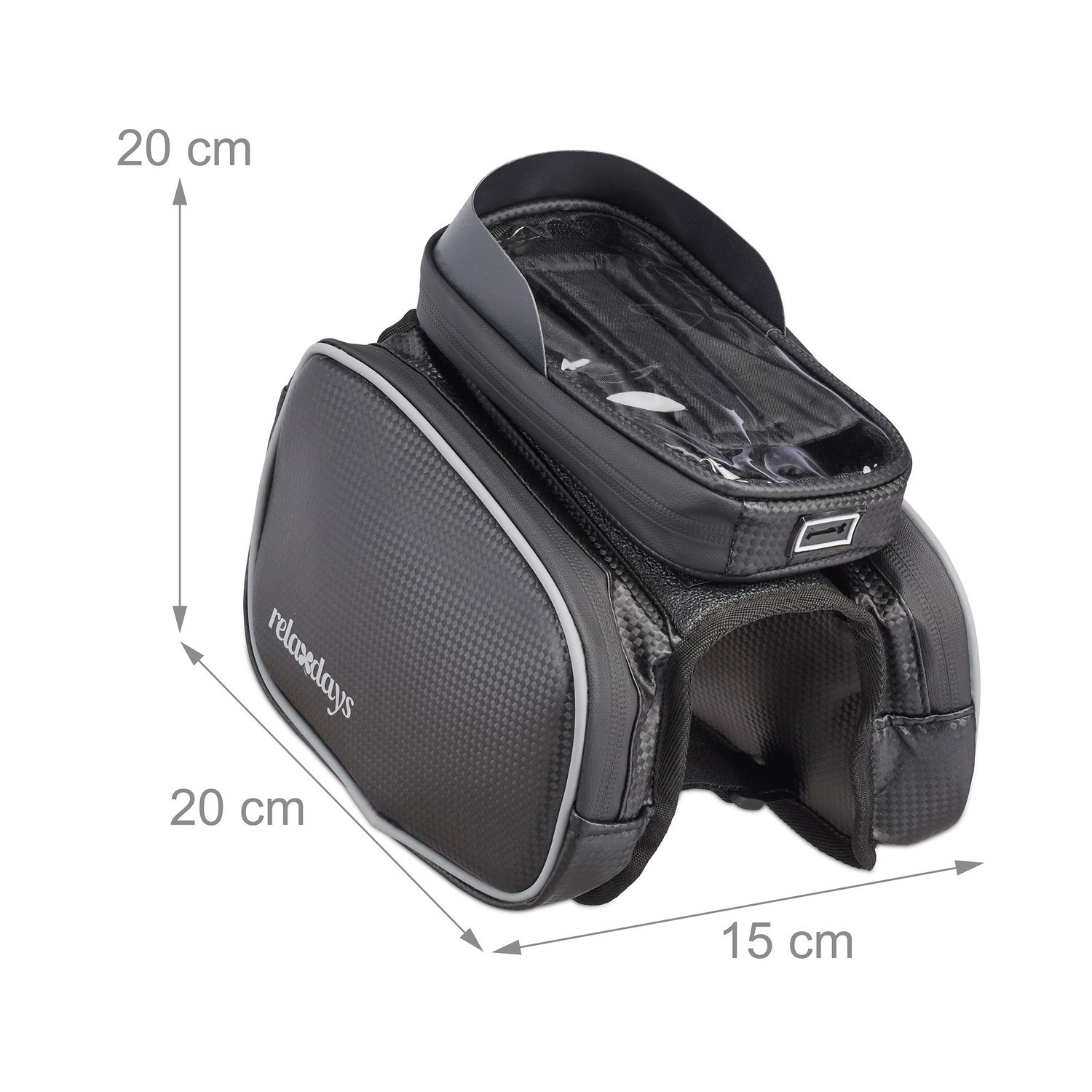 Bolsa quadro para bicicleta com compartimento para celular