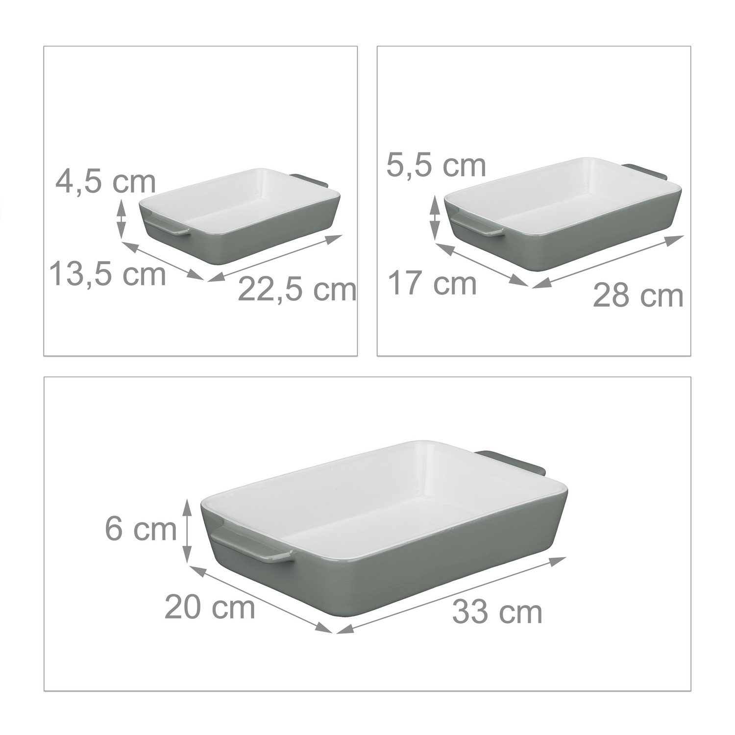 Ovenvorm set van 3 grijs