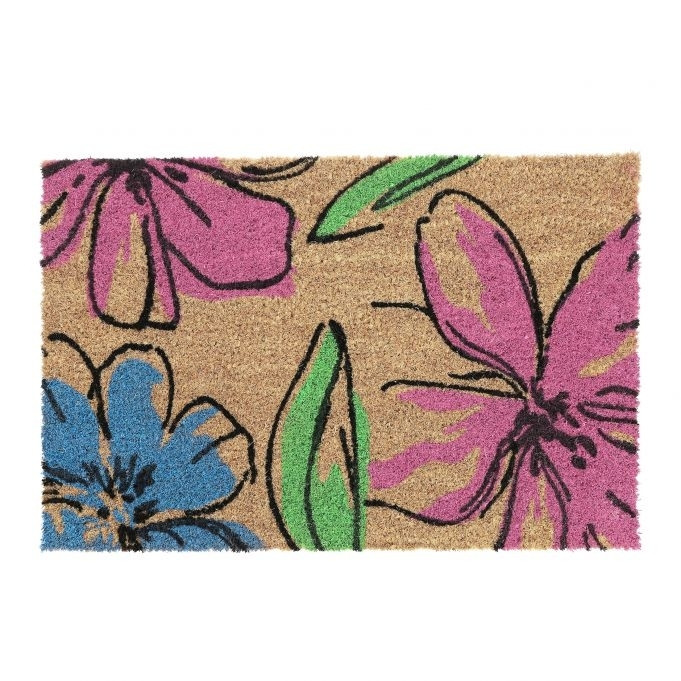 Capacho de coco com motivos florais
