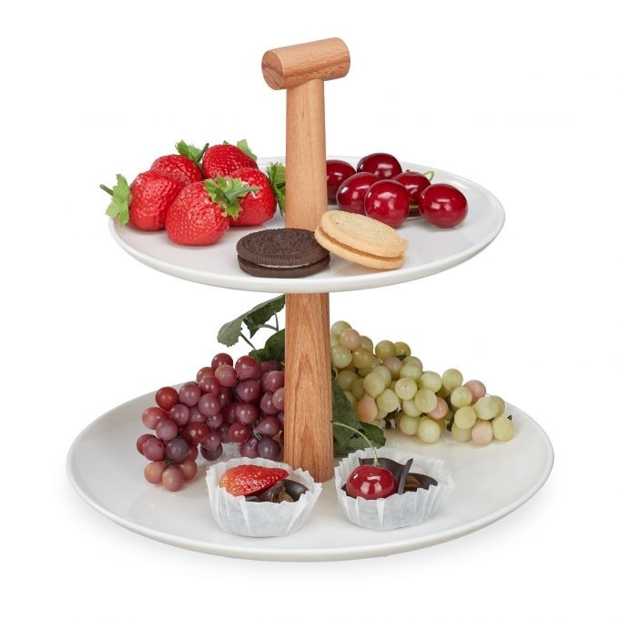 etagere a due piani Plastica e legno