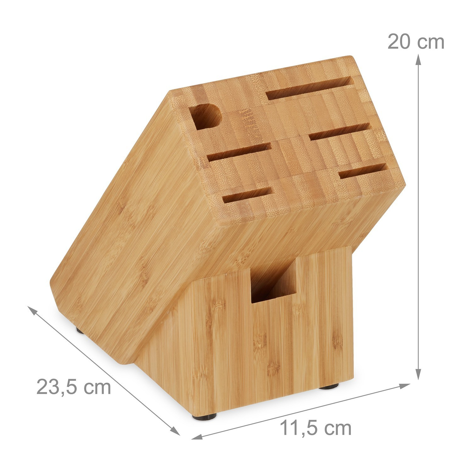 Bloco de facas de bambu desmontado