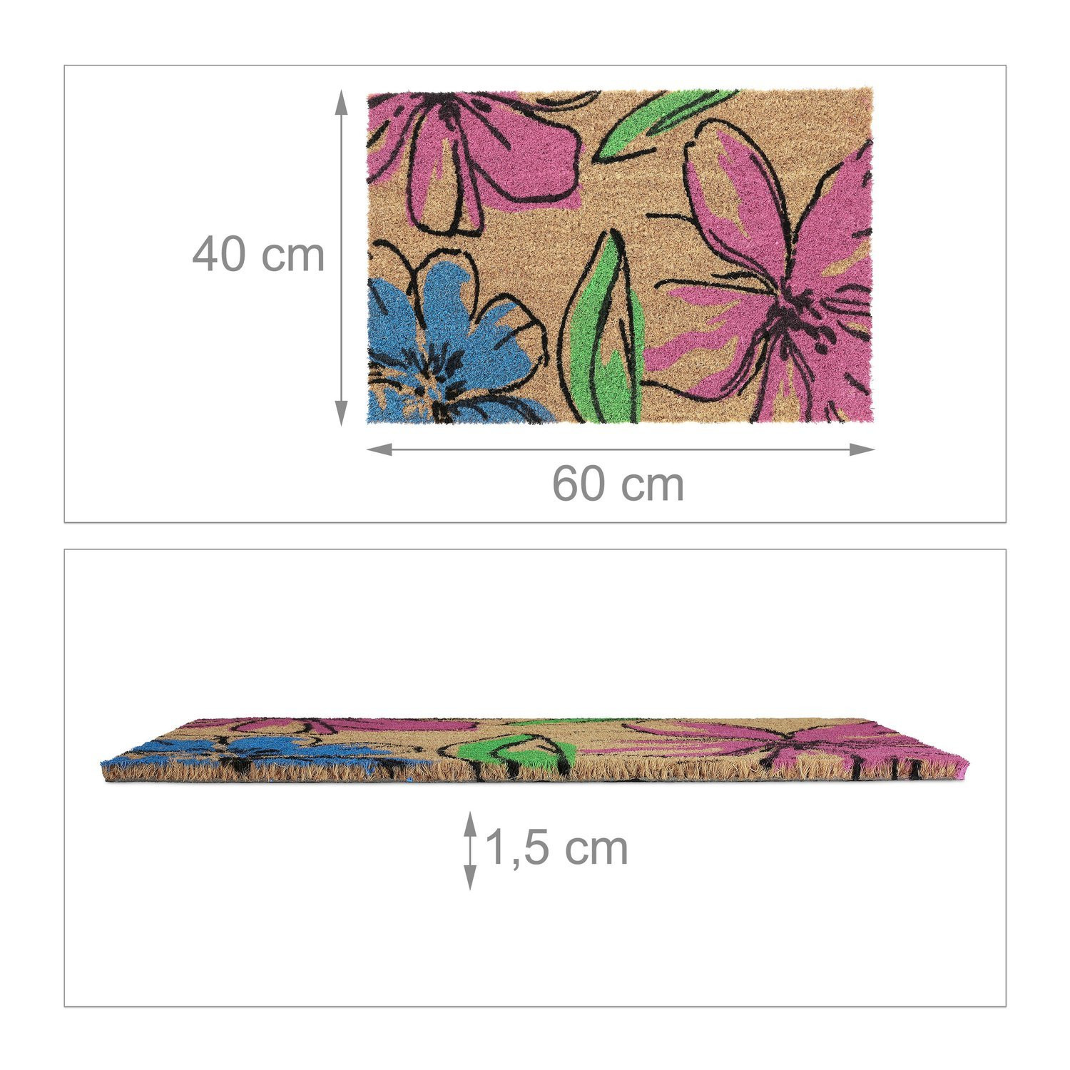 Capacho de coco com motivos florais