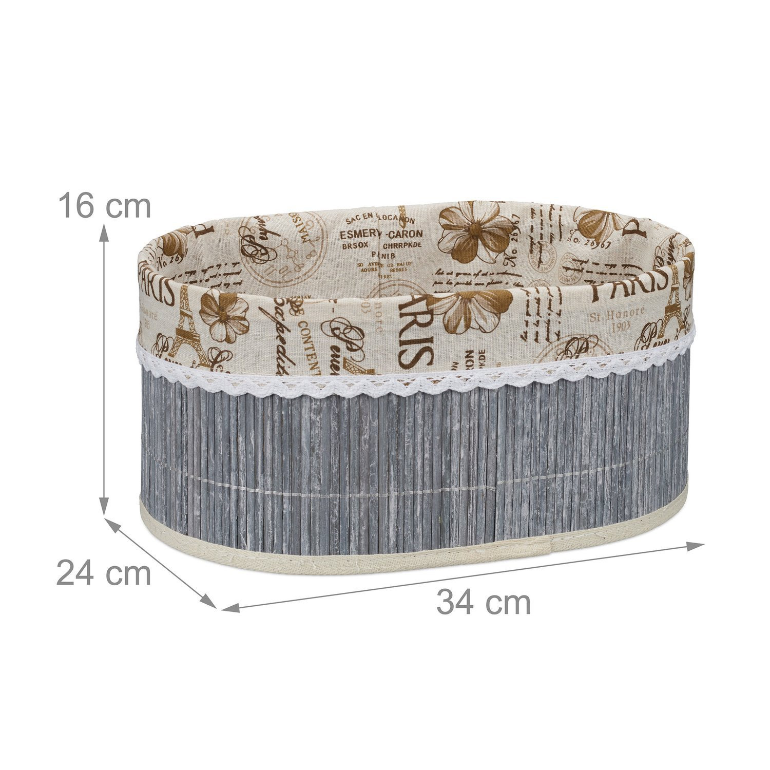 Bread basket Paris in grey