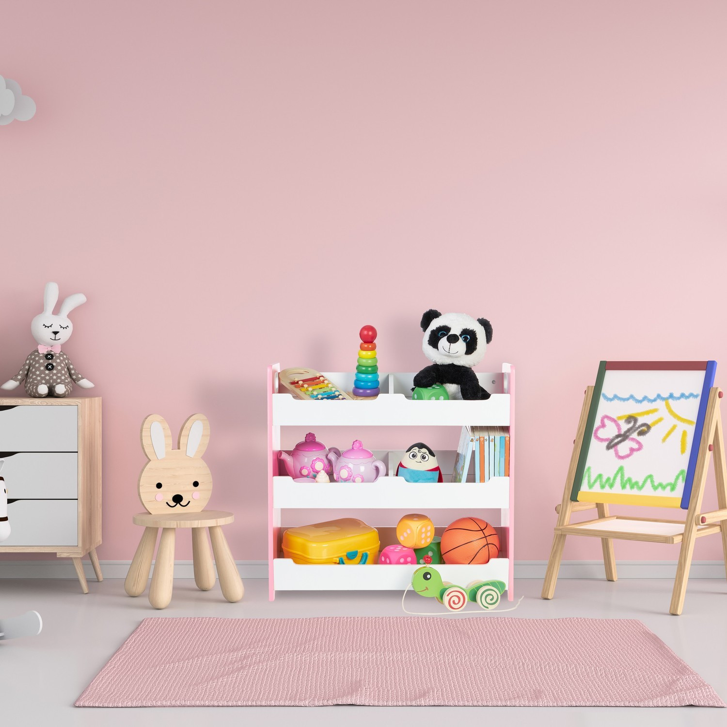 Prateleira infantil com 5 compartimentos