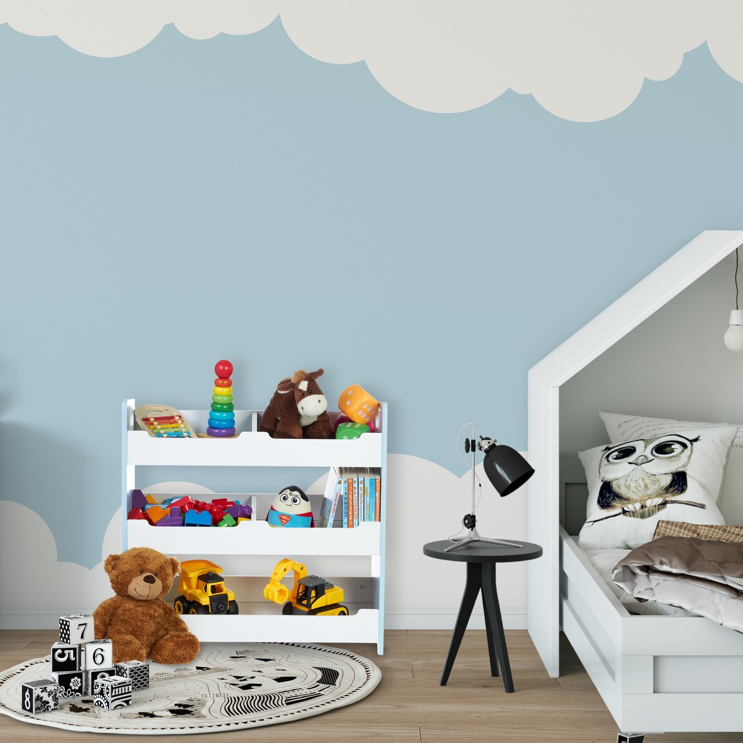 Prateleira infantil com 5 compartimentos
