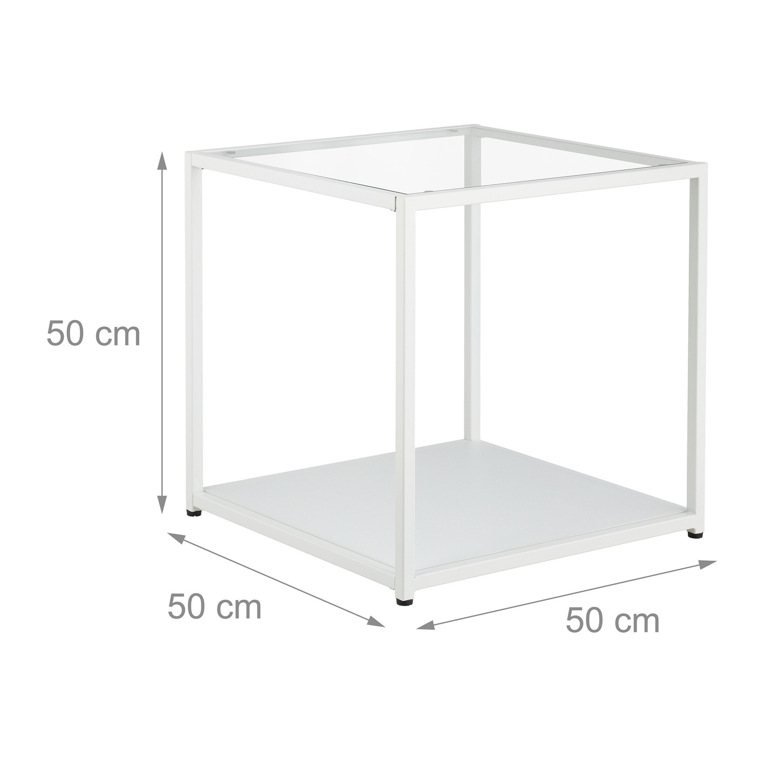 Mesa lateral cubóide com vidro