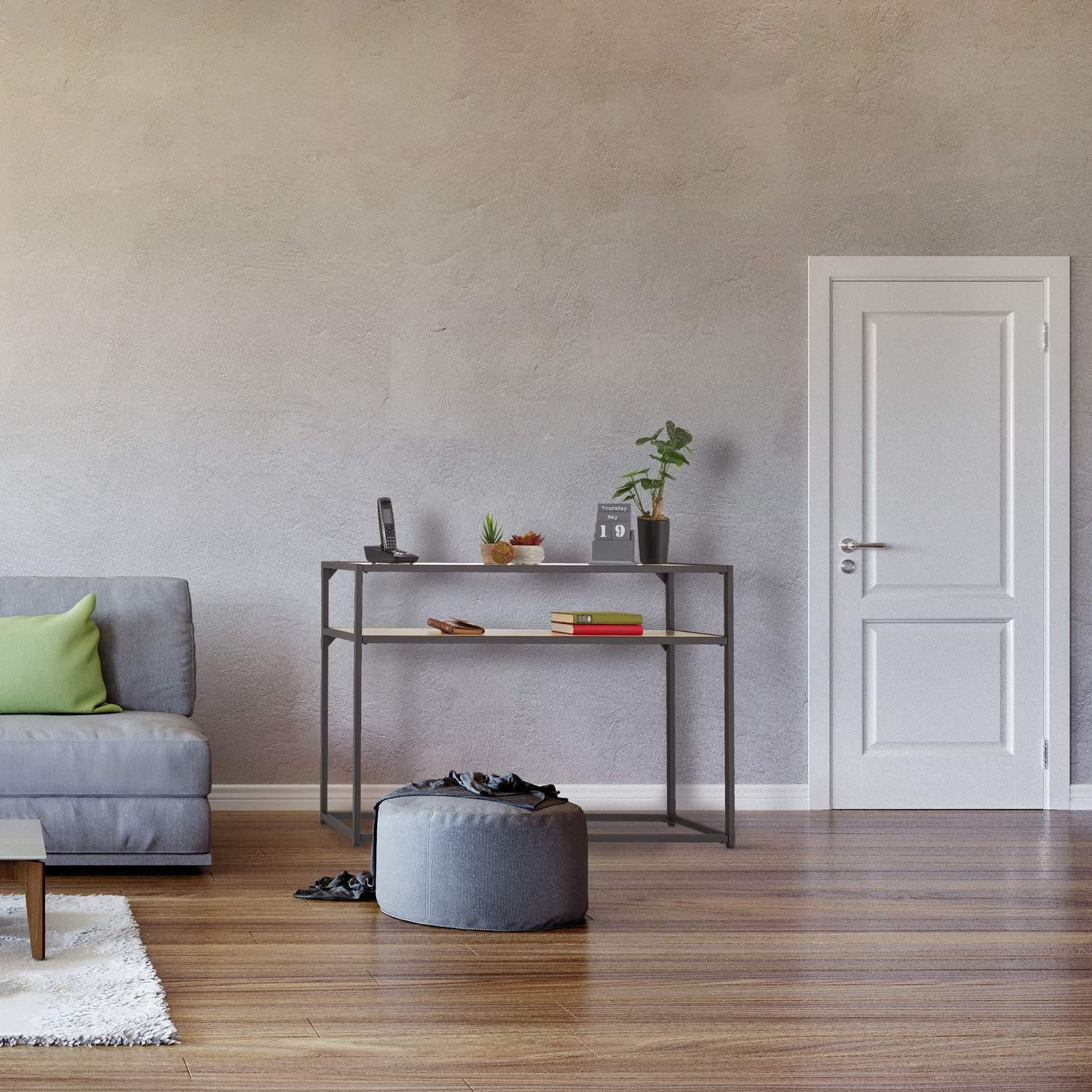 Mesa de console preta com 2 prateleiras