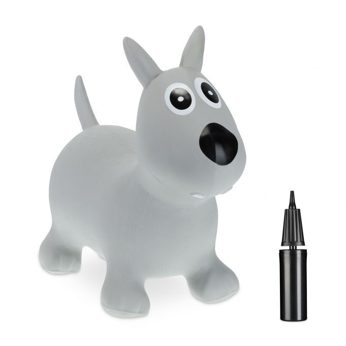 Perro gris saltando