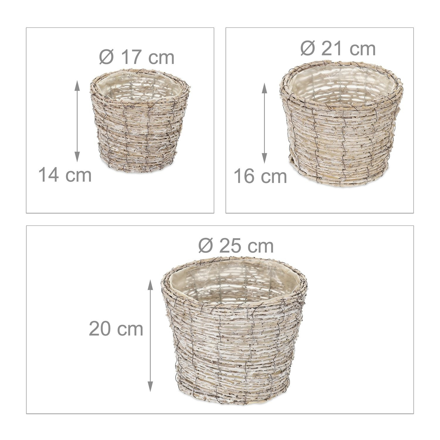 Runder Blumentopf - 3er-Set