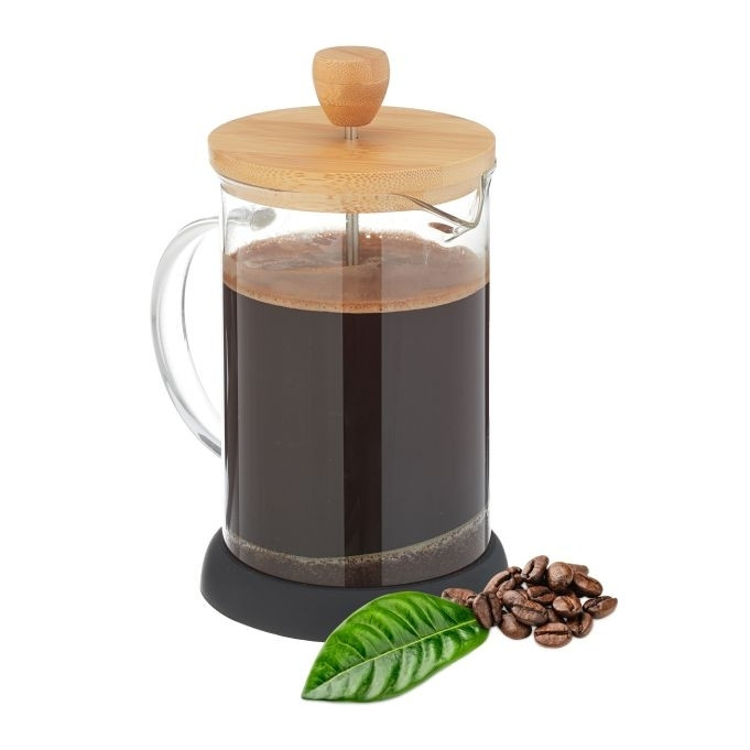 Cafeteira com tampa de bambu