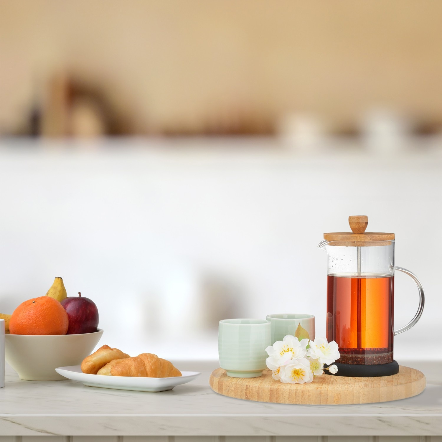 Kaffeemaschine mit Bambusdeckel