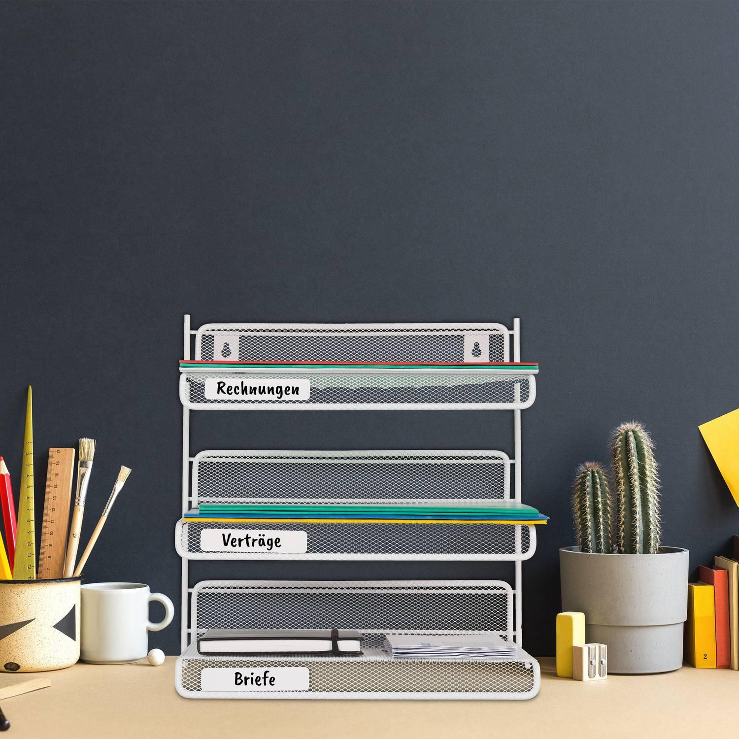 White document holder with 3 compartments