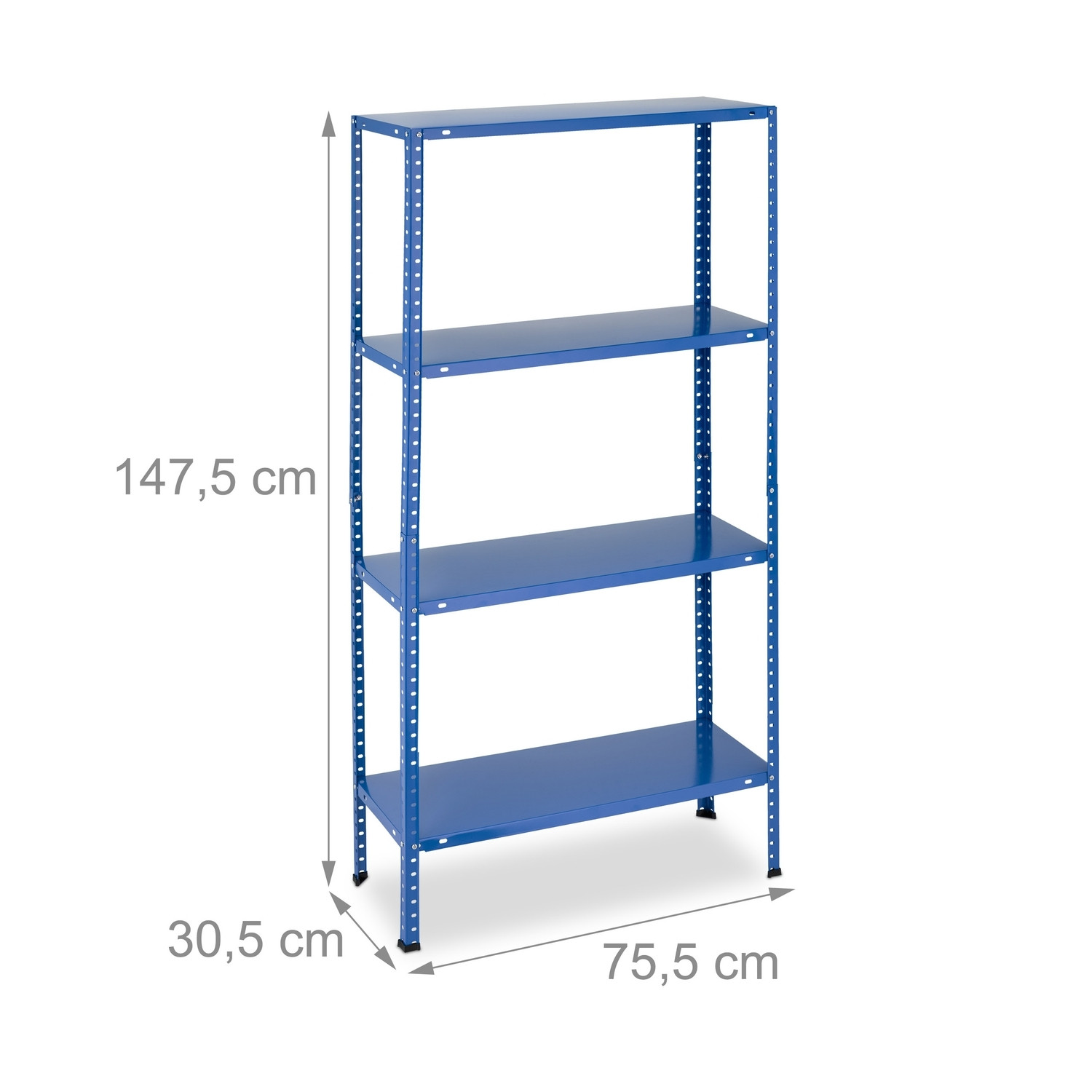 Scaffali robusti blu con 4 livelli