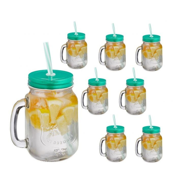 set di 8 bicchieri con coperchio verde