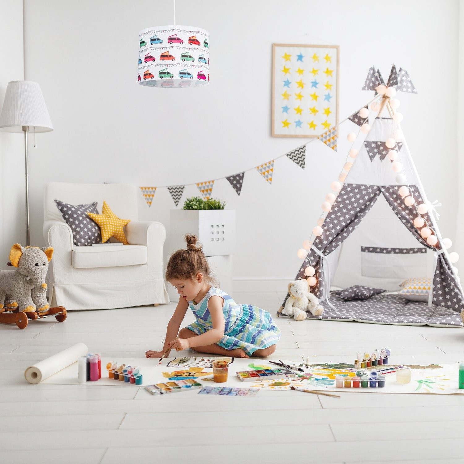 Hanglamp kinderkamer auto's