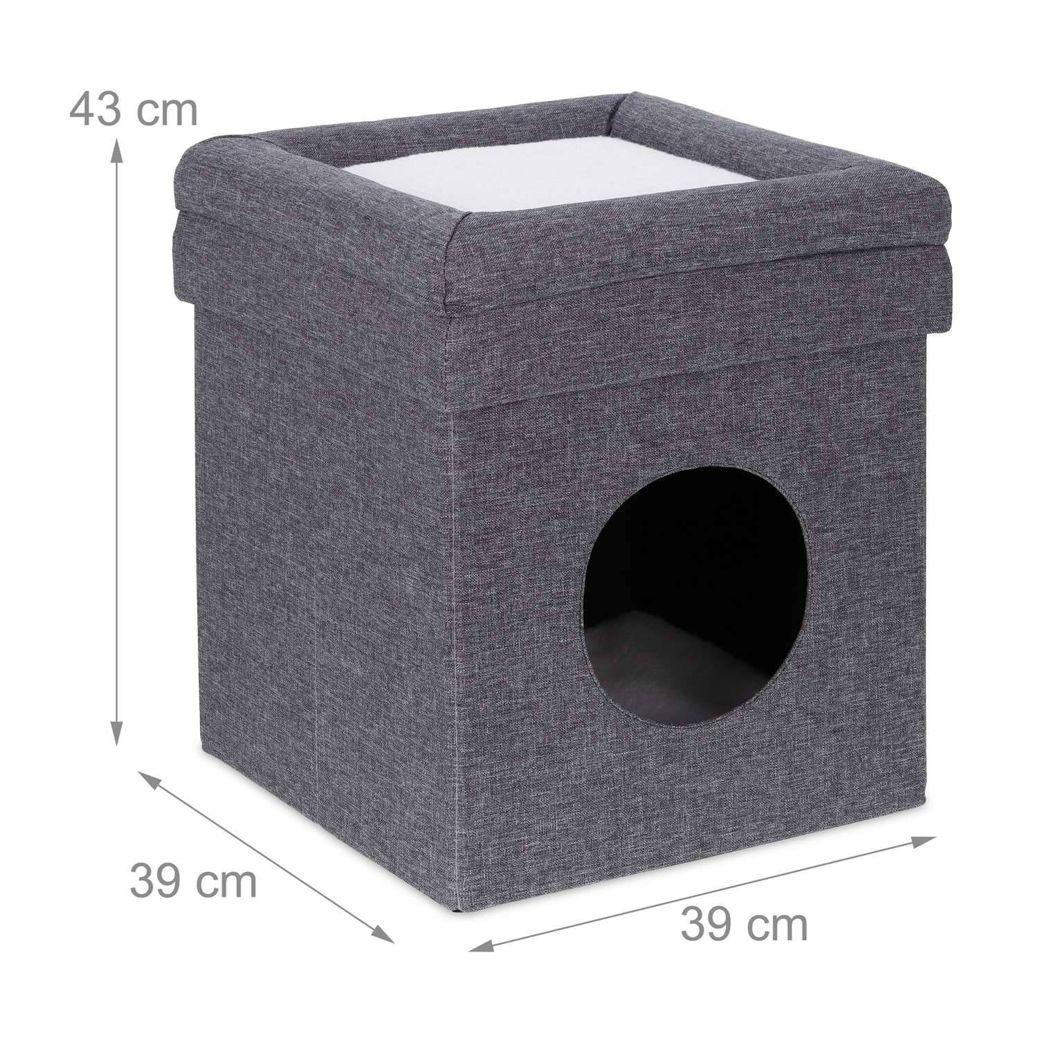 Stool with cat hole in grey