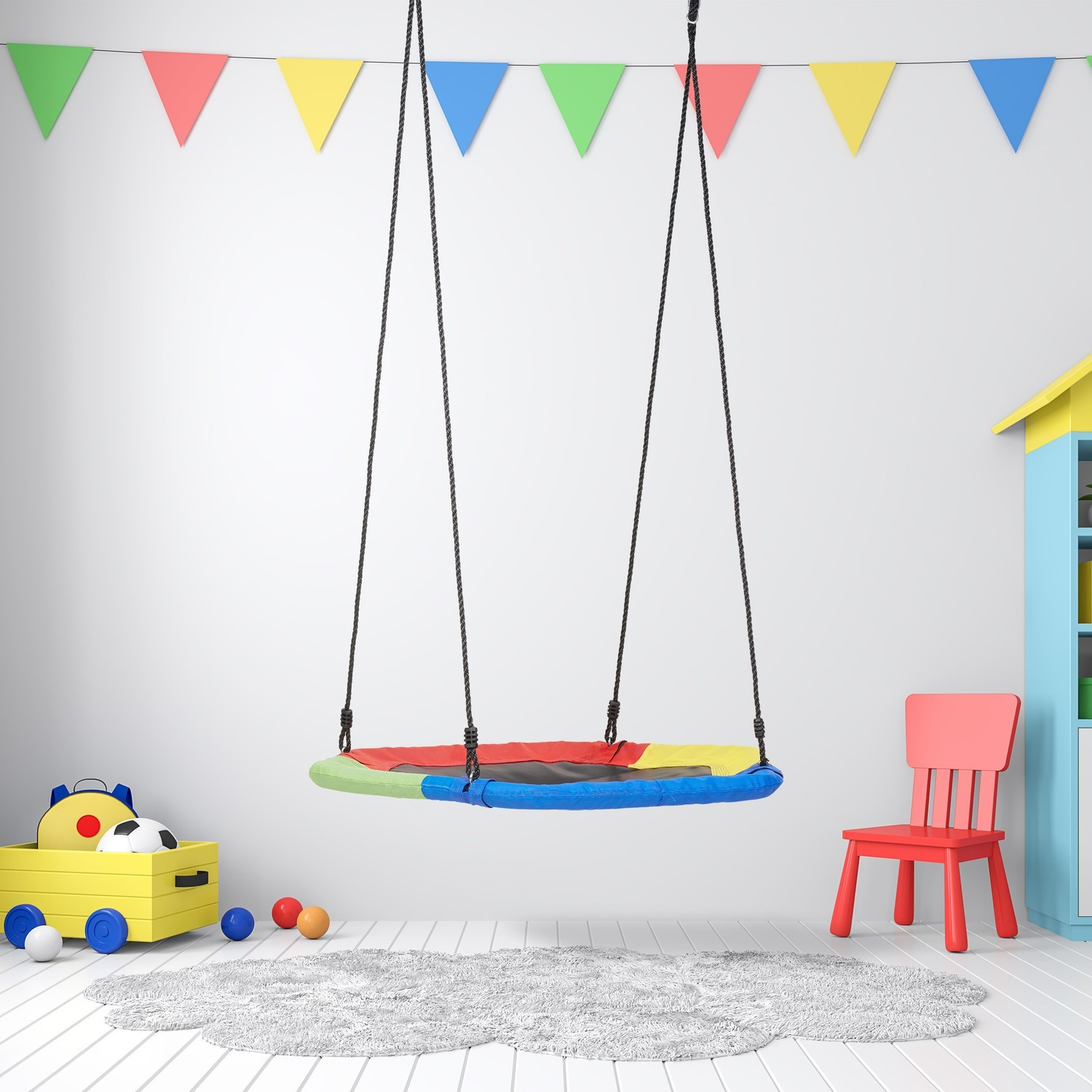 Bunte Schaukel mit Nest