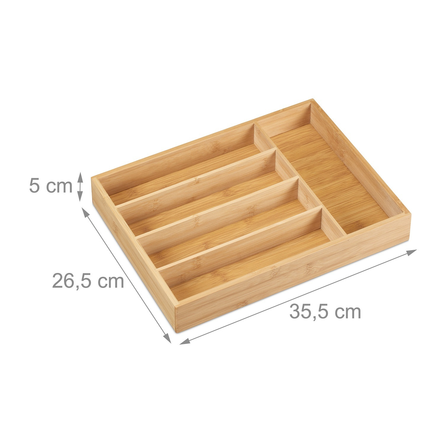 Bandeja para talheres em bambu com 5 compartimentos