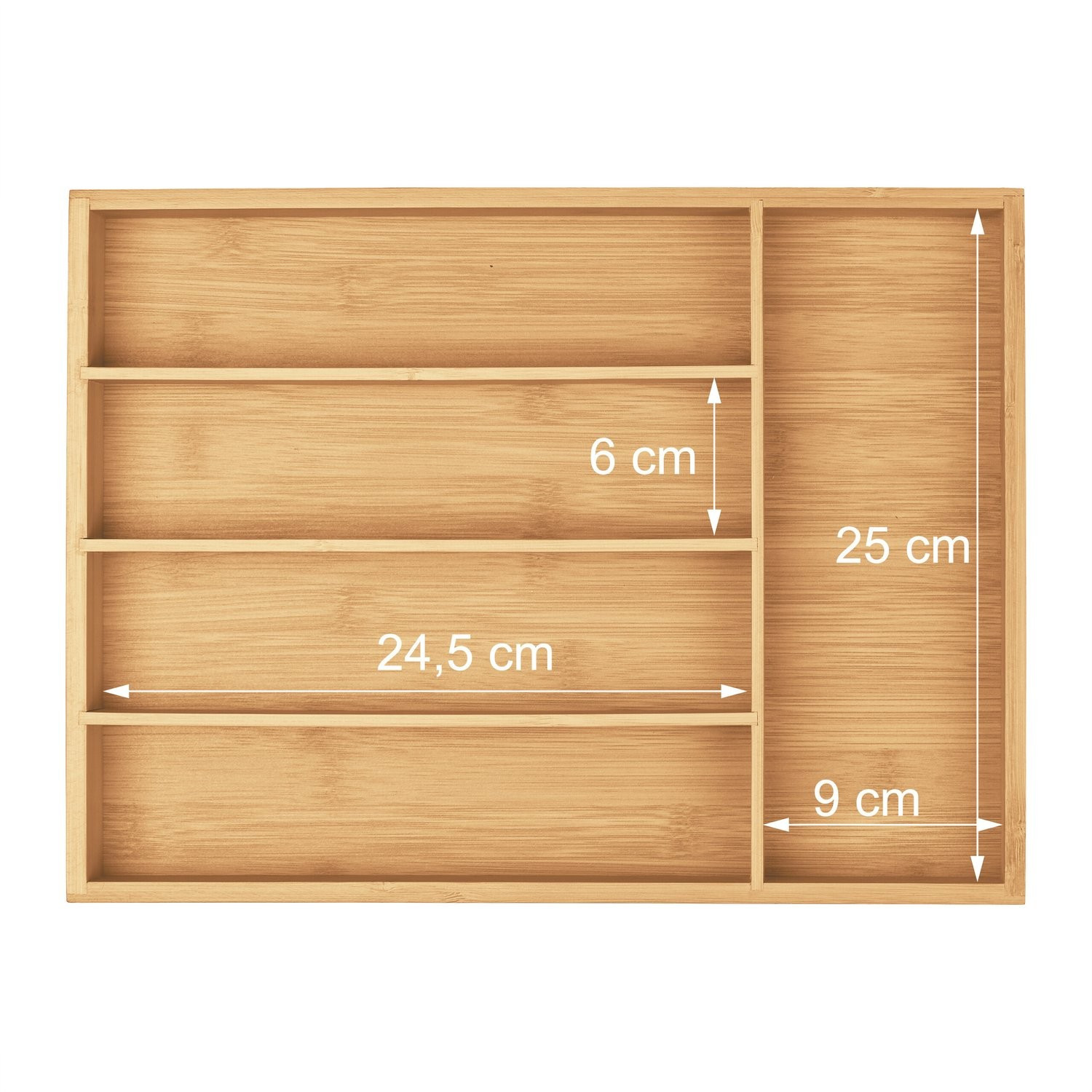 Bandeja para talheres em bambu com 5 compartimentos