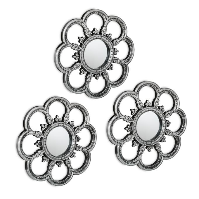 Ensemble de 3 miroirs fleurs