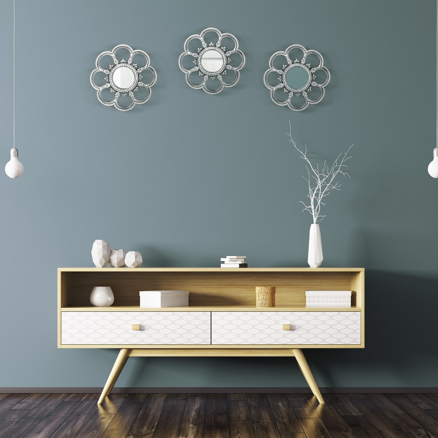 Ensemble de 3 miroirs fleurs