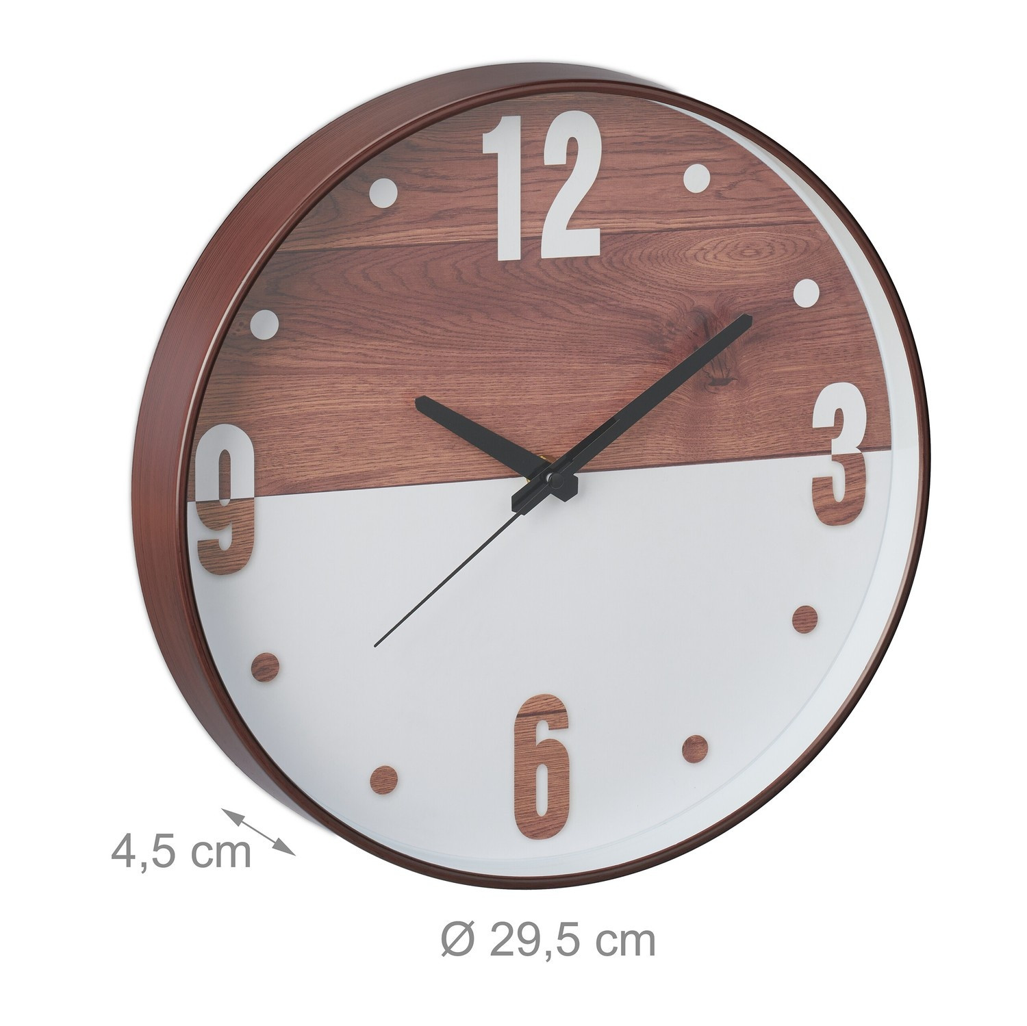Reloj de pared aspecto madera/blanco