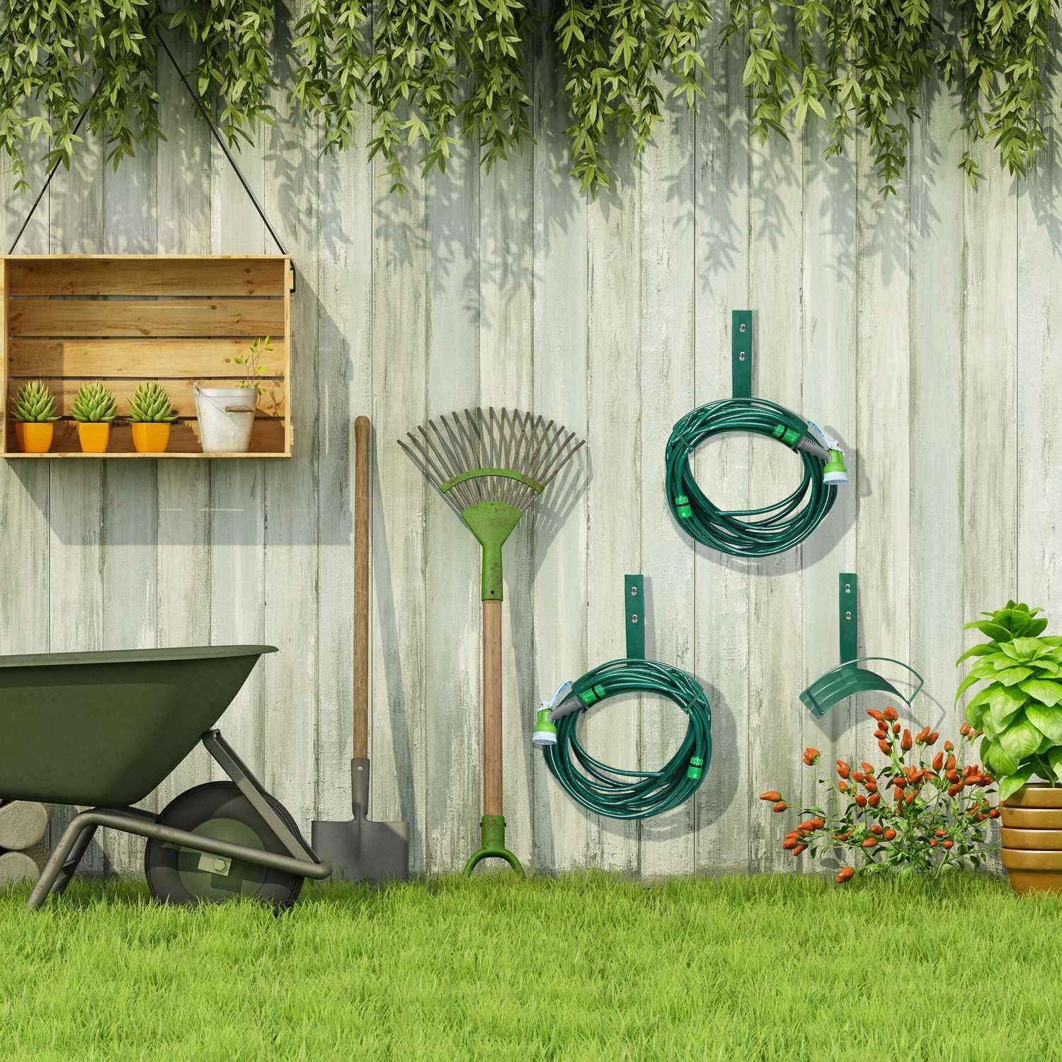 Groene slanghouder - set van 3
