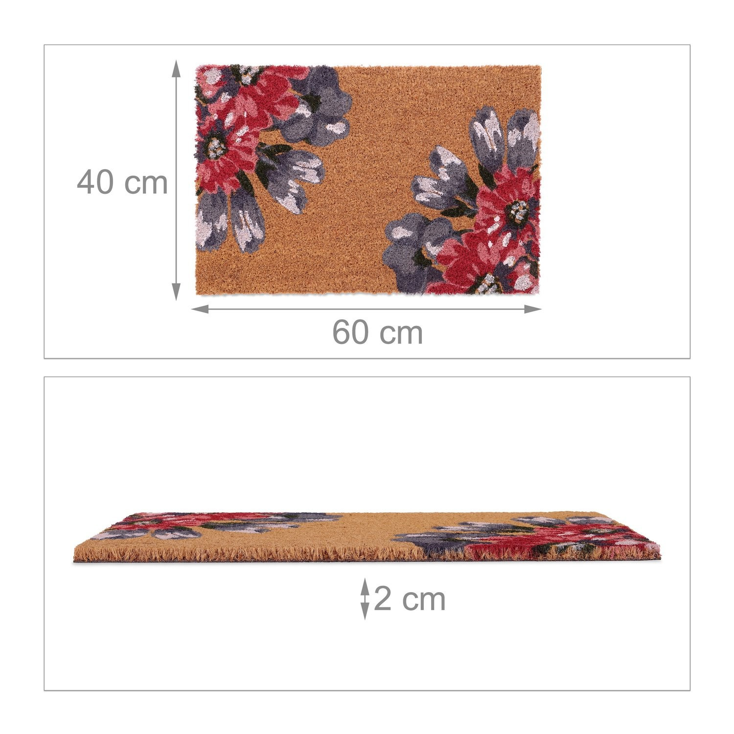 Kokos-Fußmatte Blumen
