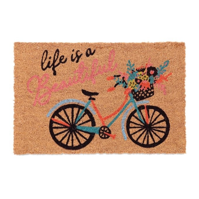 Capacho de coco para porta de bicicleta