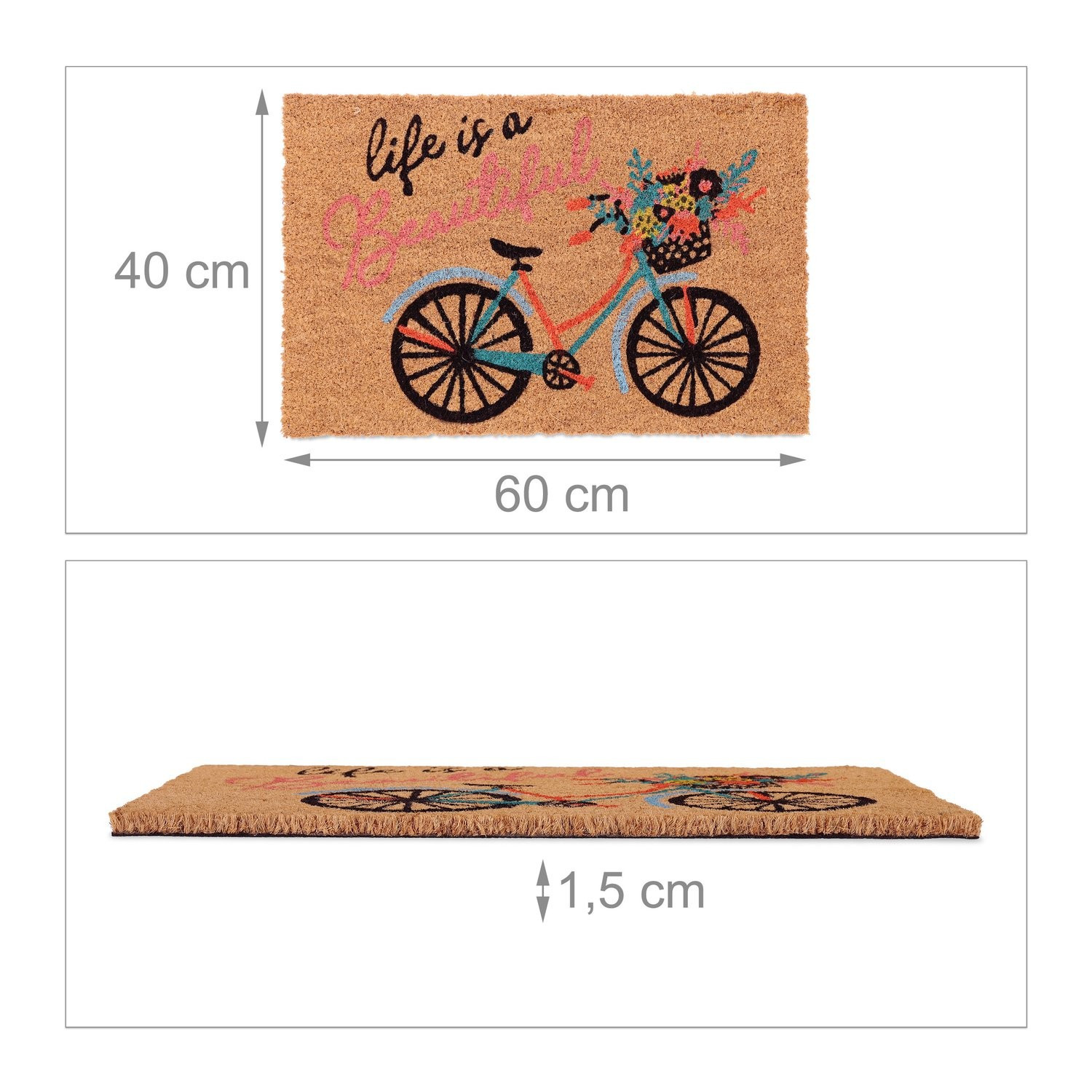 Capacho de coco para porta de bicicleta
