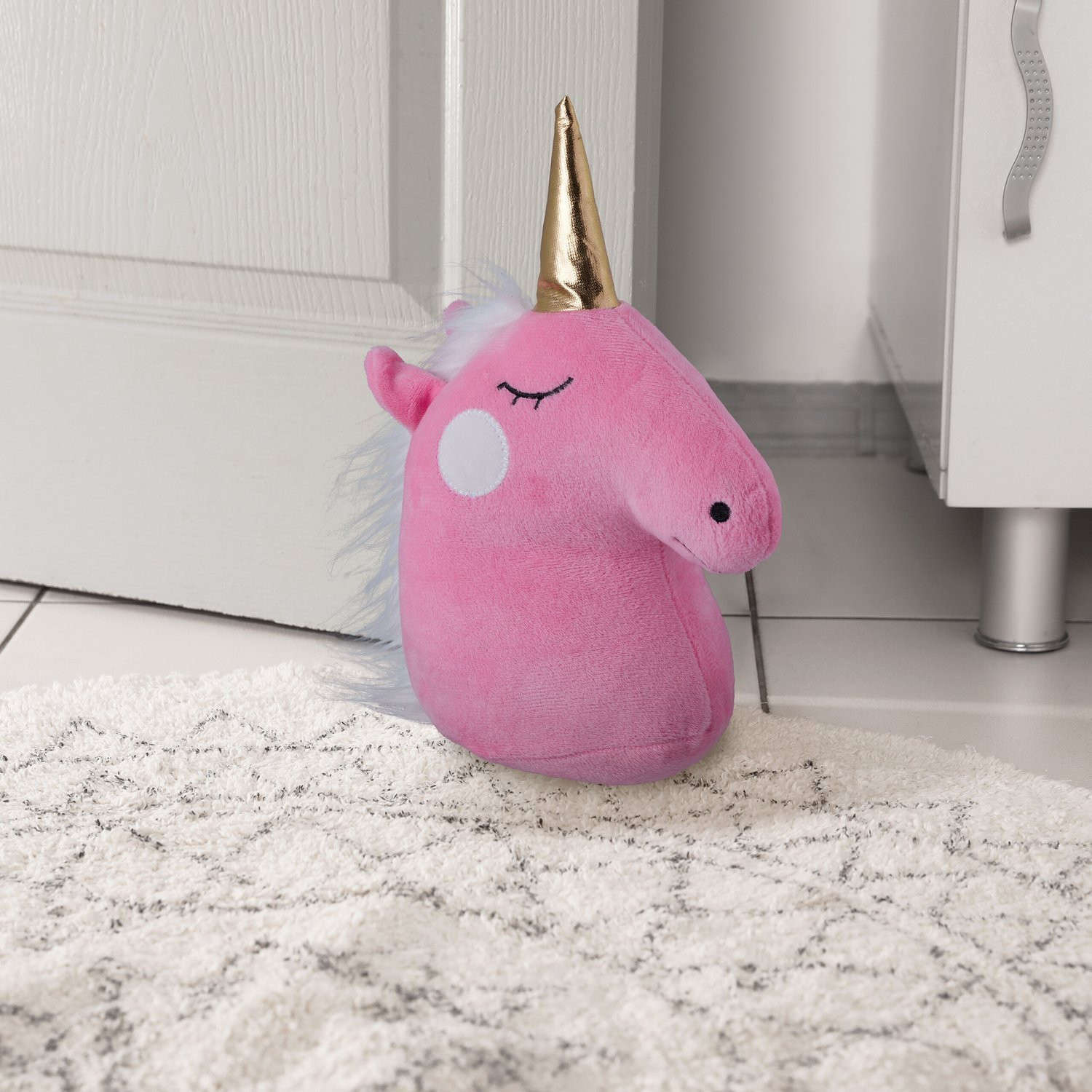 Butée de porte licorne rose