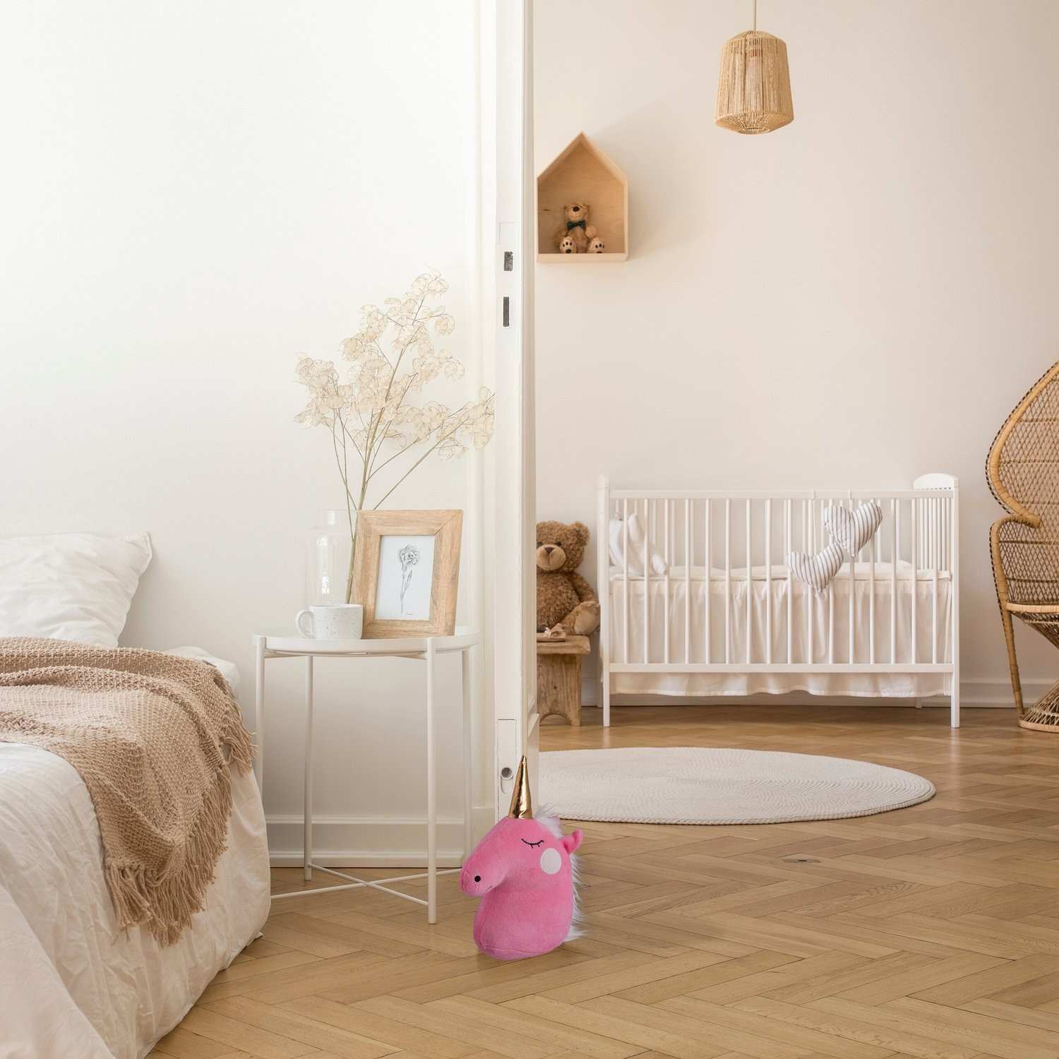 Butée de porte licorne rose