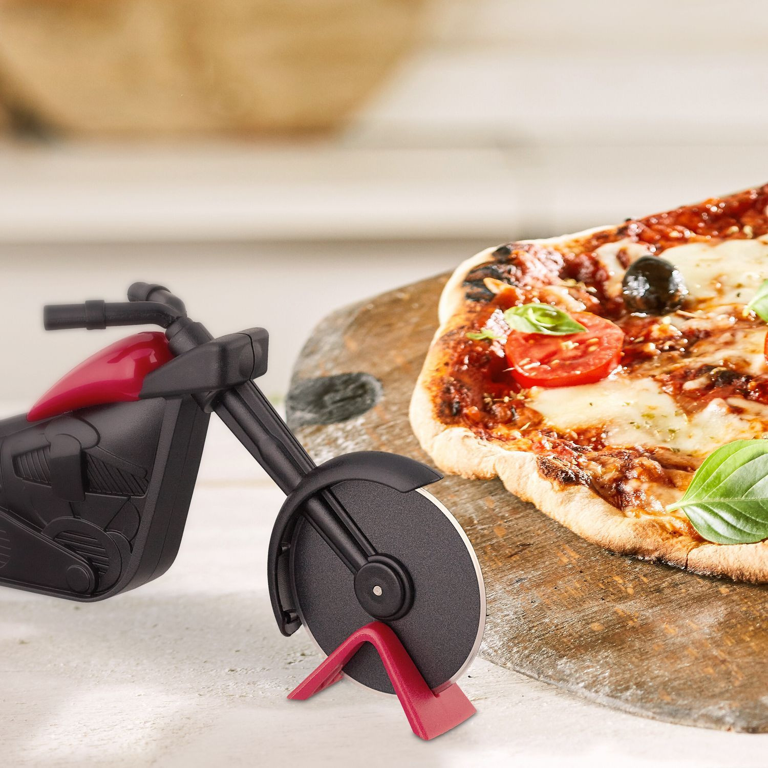 Motorrad mit Pizzaschneider