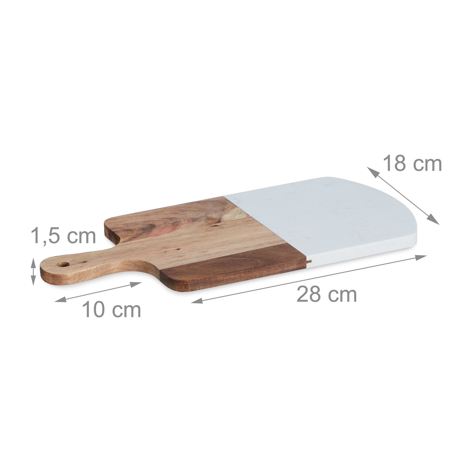 Planche à découper carrée en bois et marbre
