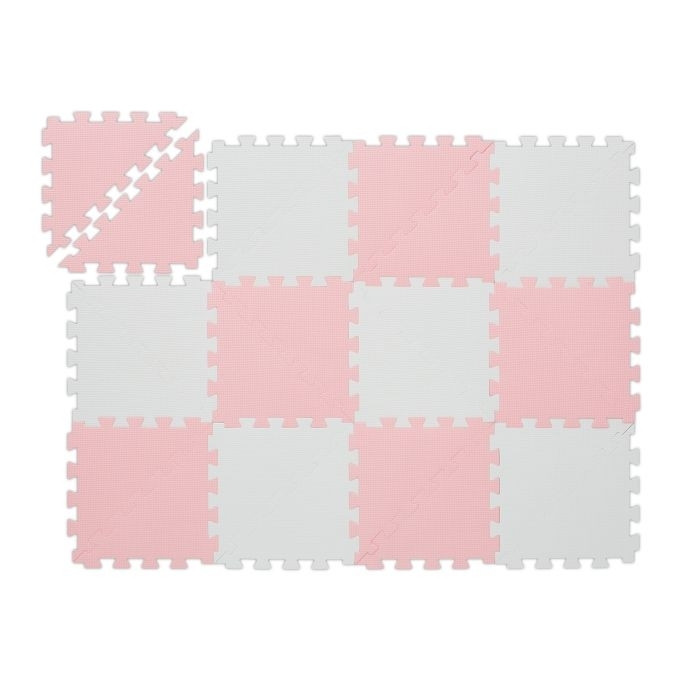 Tapis puzzle rose-blanc