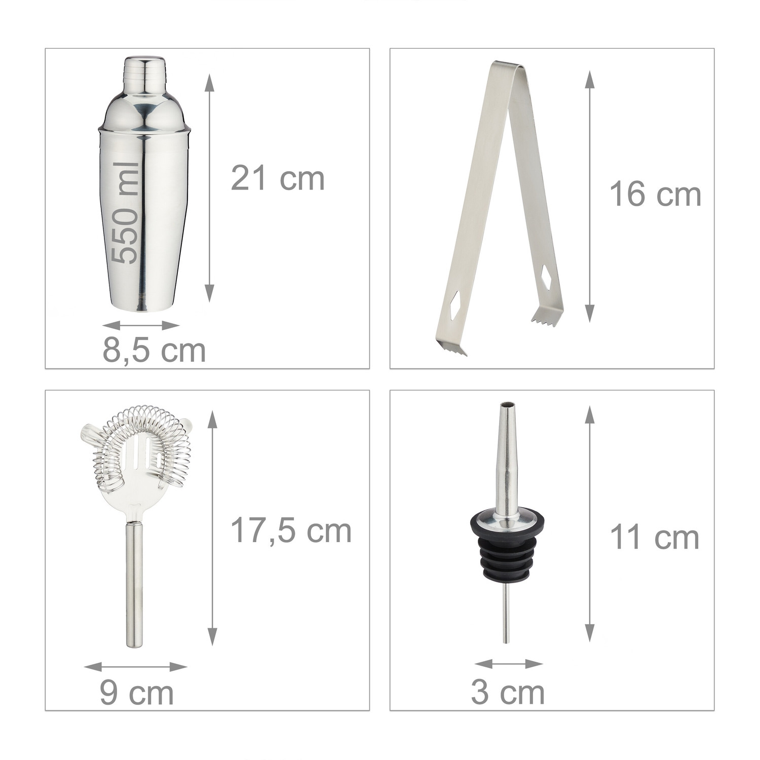 il set da cocktail da 12 pezzi con supporto