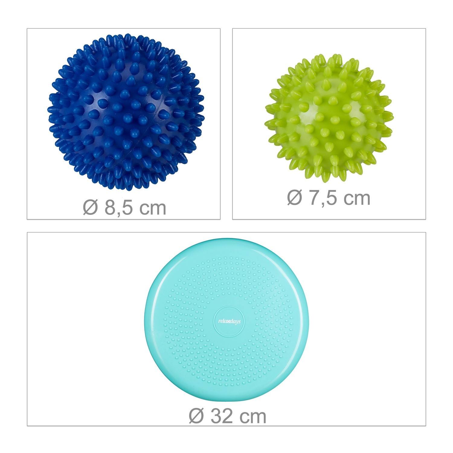 Almofada de equilíbrio com 2 bolas de massagem