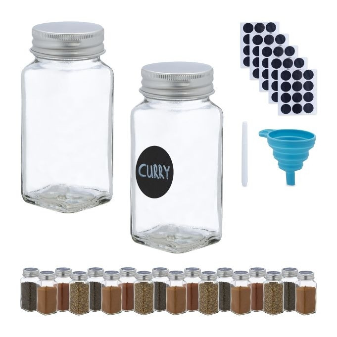 Set mit 20 Gewürzgläsern