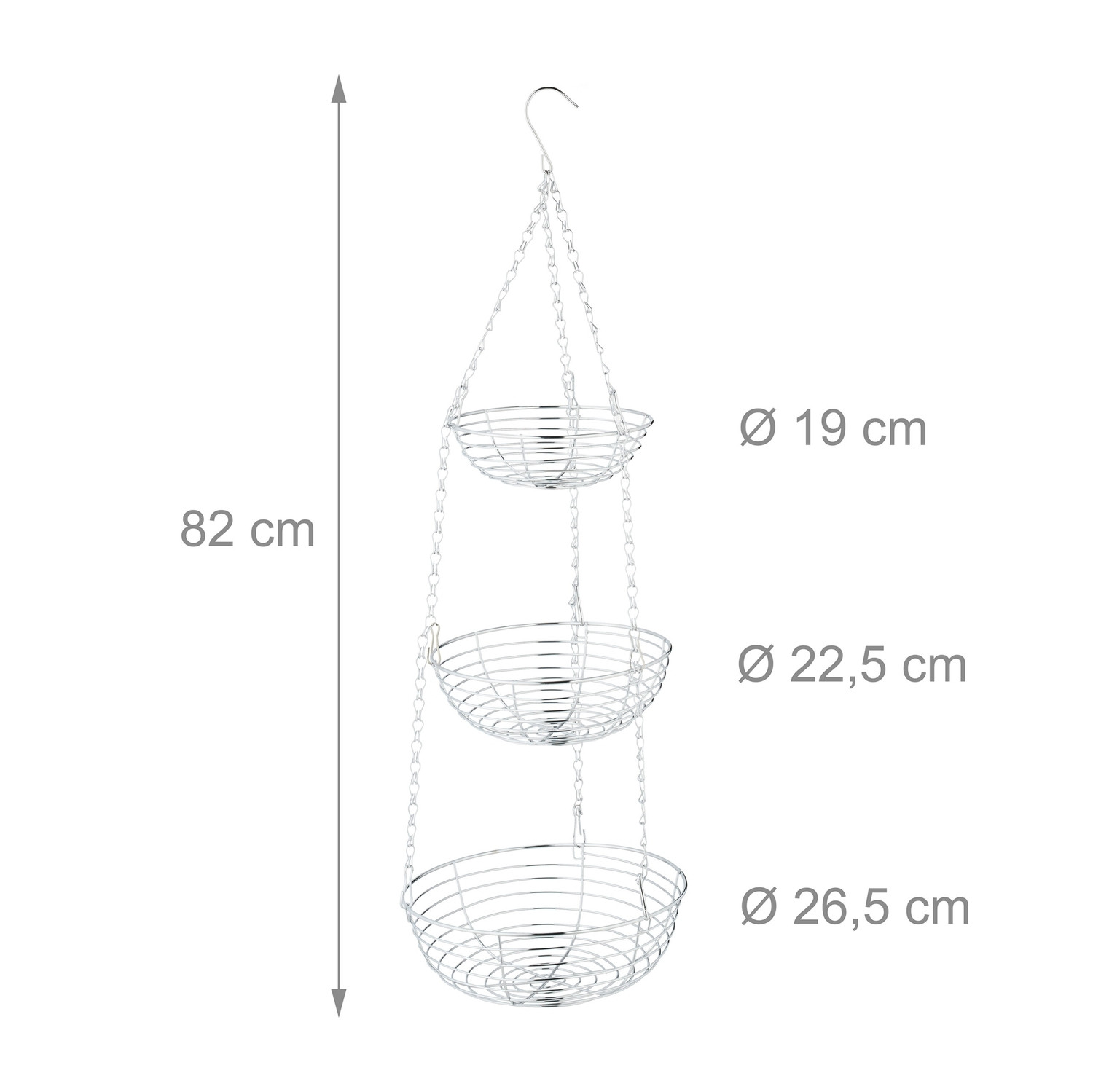 Hängender Obstkorb in Silber