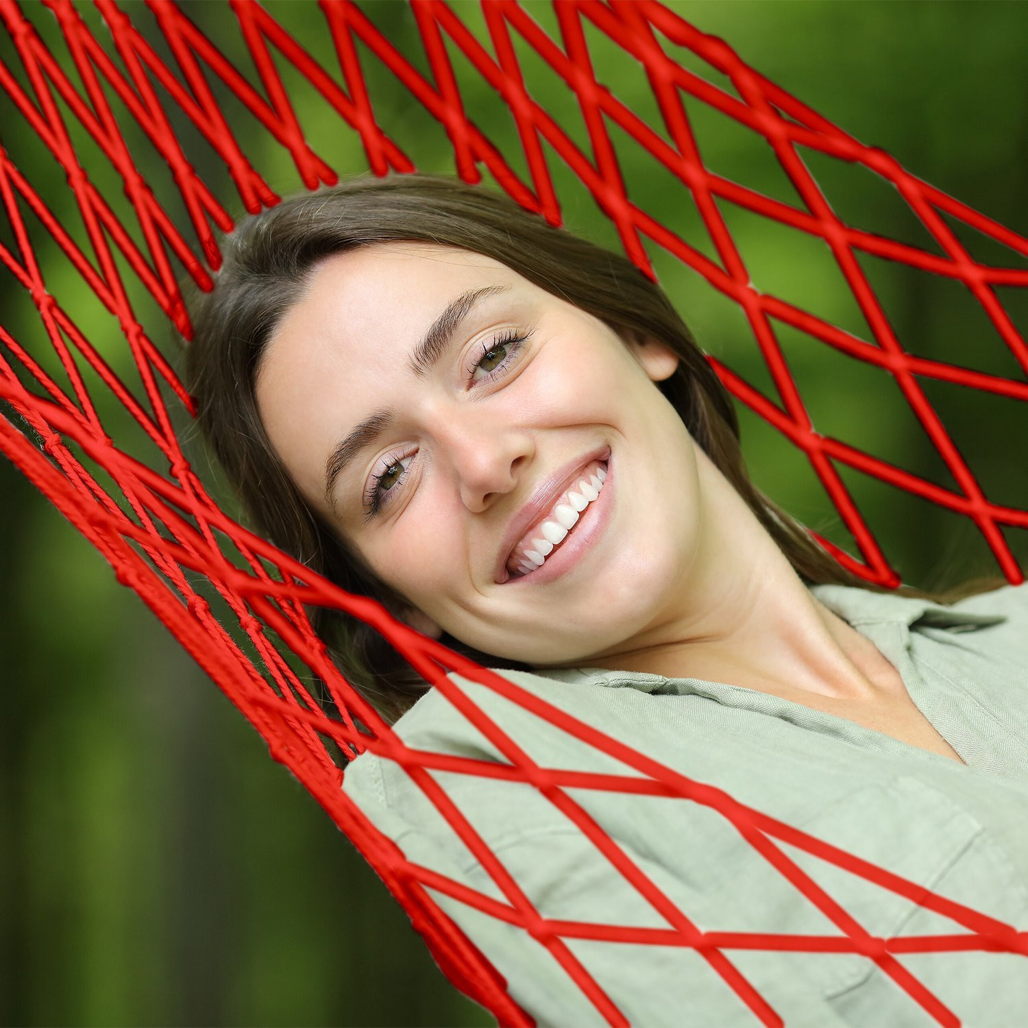 Lichte mesh hangmat in rood