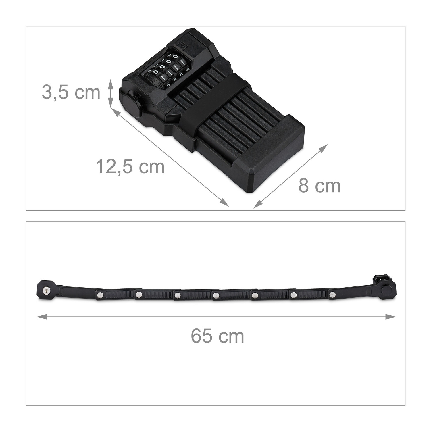 Folding bike lock with combination lock