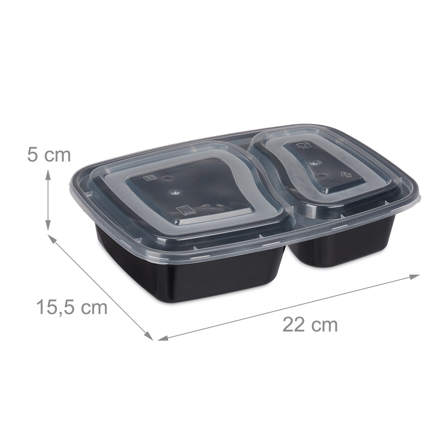 Boîtes de préparation de repas à 2 compartiments - 24 pièces