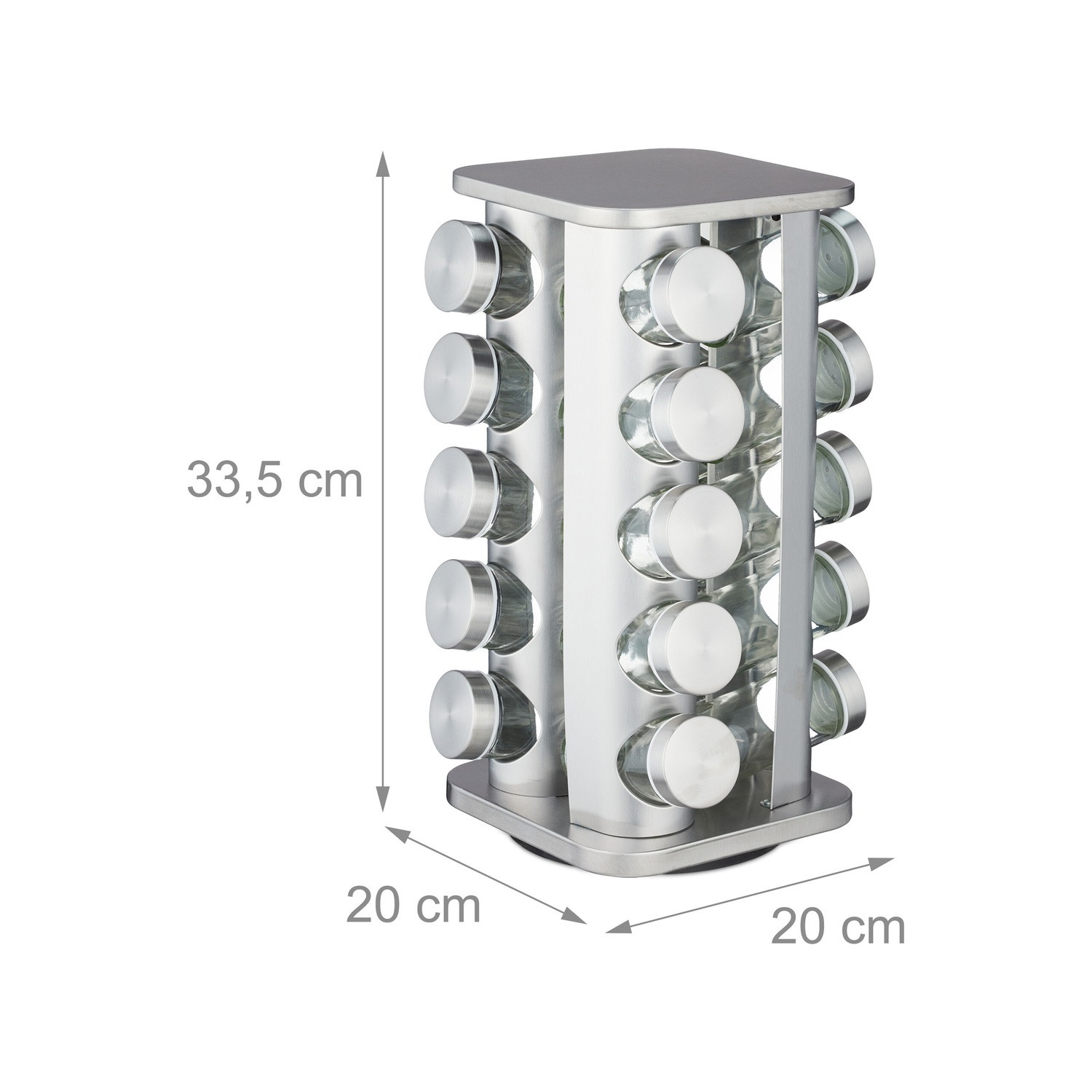 Rotating spice carousel with 20 glasses