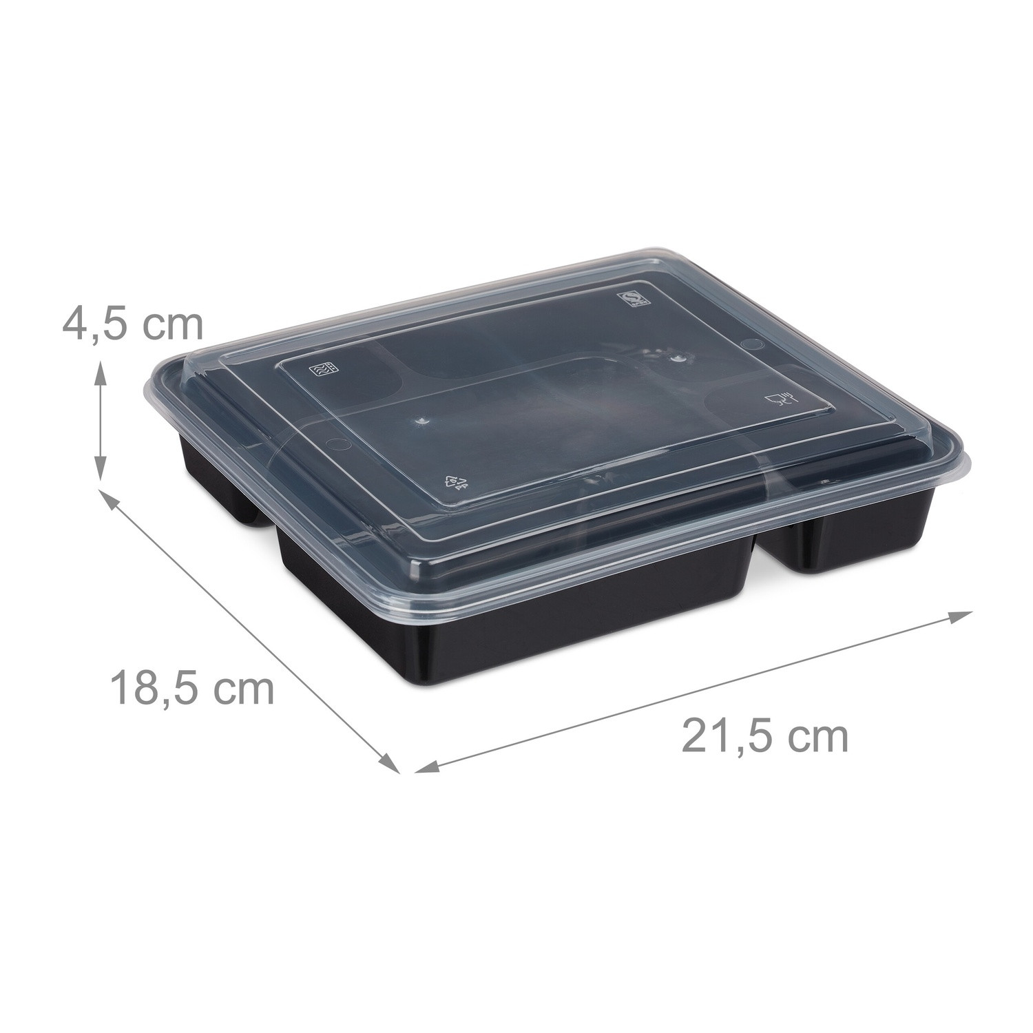 Boîtes de préparation de repas à 4 compartiments - 24 pièces